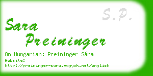 sara preininger business card