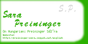 sara preininger business card